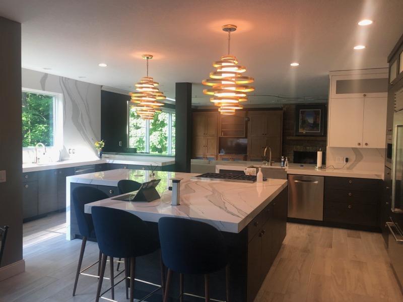 Kitchen Corbett Pendants and Hubbell Pop Up Outlets