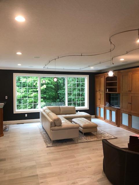 Living Room Tech Lighting Monorail Sedona Smoke Pendants