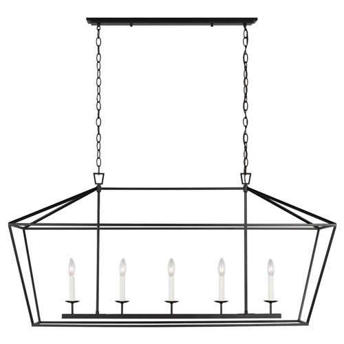 Dianna Collection 5-Light Linear Chandelier in Midnight Black with Open Frame Sea Gull Lighting 6692605-112