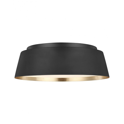 Asher Collection 3-Light Flush Mount in Midnight Black with Inner White | Outer Clear Glass Shade Generation Lighting EF1003MBK