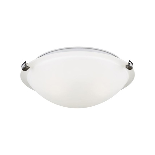 Clip Collection 2-Light Flush Mount in Satin Etched Glass with Brushed Nickel Clips Sea Gull Lighting 7543502-962