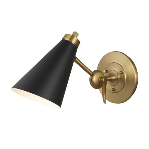 Signoret Collection 1-Light Wall Sconce in Burnished Brass with Midnight Black Steel Shade Generation Lighting TW1061BBS