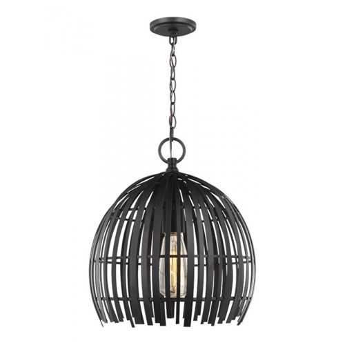 Hanalei Collection 1-Light Pendant in Midnight Black Sea Gull Lighting 6522701-112