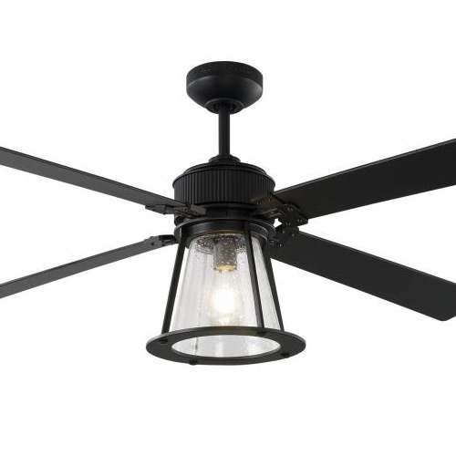 Rockland Collection 60” 4-Blade Ceiling Fan in Midnight Black with Midnight Black Blades Monte Carlo 4RKR60MBKD