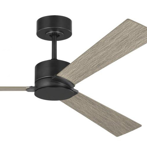 Rozzen 52 Collection 52” 3- Blade Ceiling Fan in Aged Pewter with Light Grey Weathered Oak Blades Monte Carlo 3ROZR52AGP