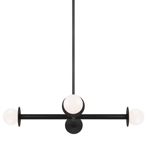 Nodes Collection 4-Light Chandelier in Midnight Black with Milk White Glass Shades Generation Lighting KC1064MBK
