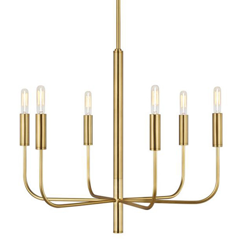 Brianna Collection 6-Light Chandelier in Burnished Brass with Tubular Arms Generation Lighting EC1006BBS