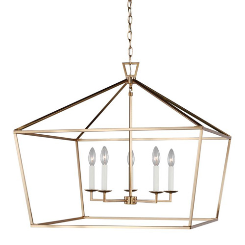 Dianna Collection 5-Light Lantern in Satin Brass with Open Frame Design Sea Gull Lighting 5692605-848